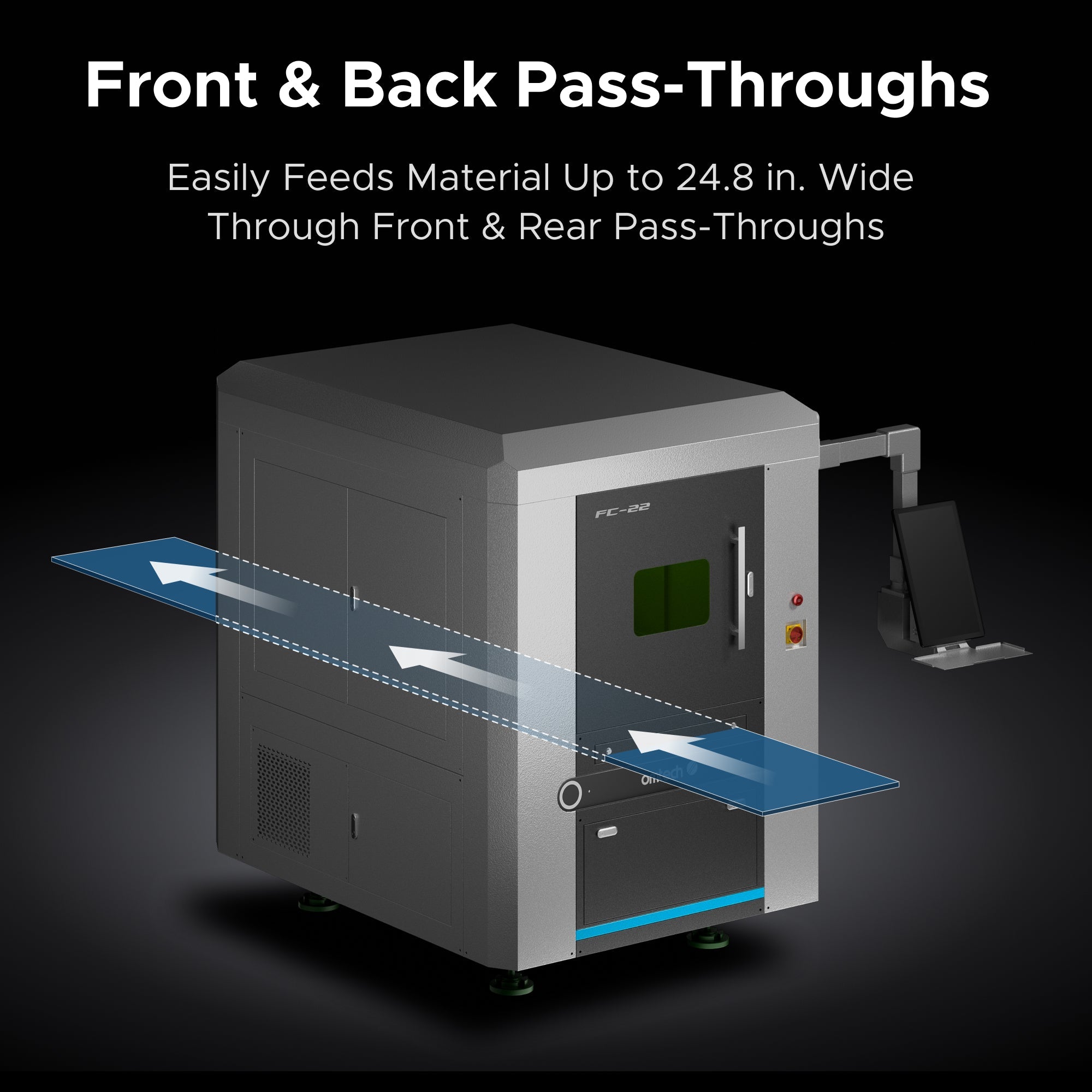 OMTech FC-22 1500W Fully Enclosed Fiber Laser Cutting Machine with Front & Back Pass Through & Built-in Water Chiller